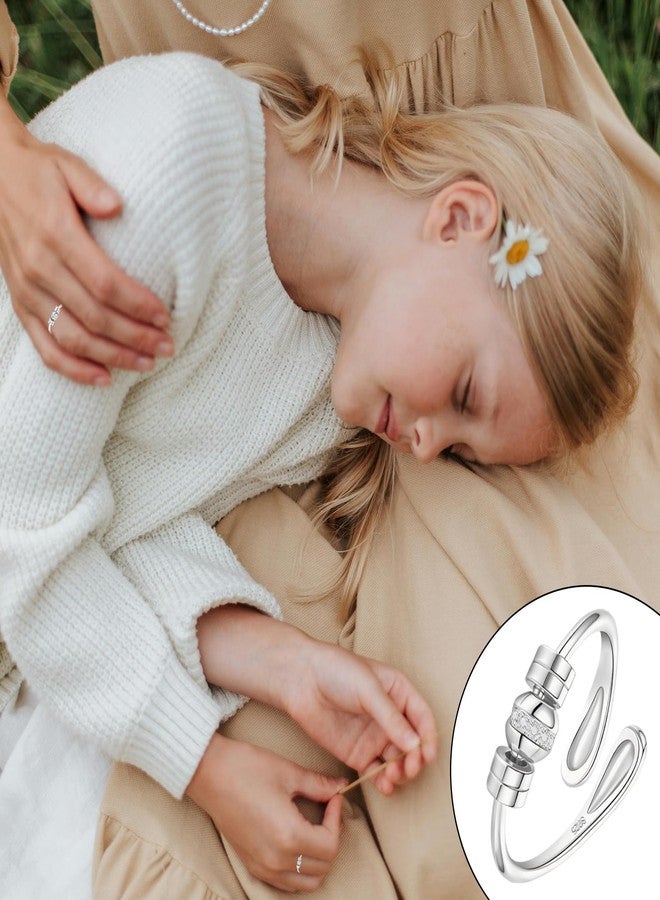 HEEYA Anxiety Rings for Women,Sterling Silver Plated Rings to my daughter,Adjustable Spinner Ring with Ball Bead,White Gold Anxiety Fidget Rings for Women,Thumb Ring for Birthday,Christmas with Gift Card - Image 5